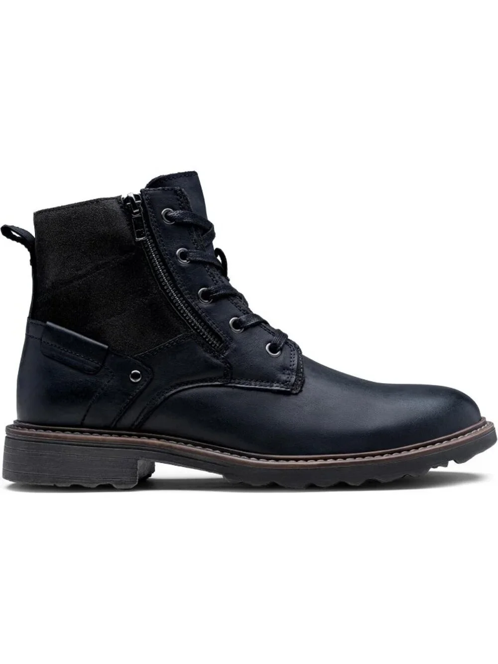 Men's Black Leather Casual Boots Zipper Chukka Boots